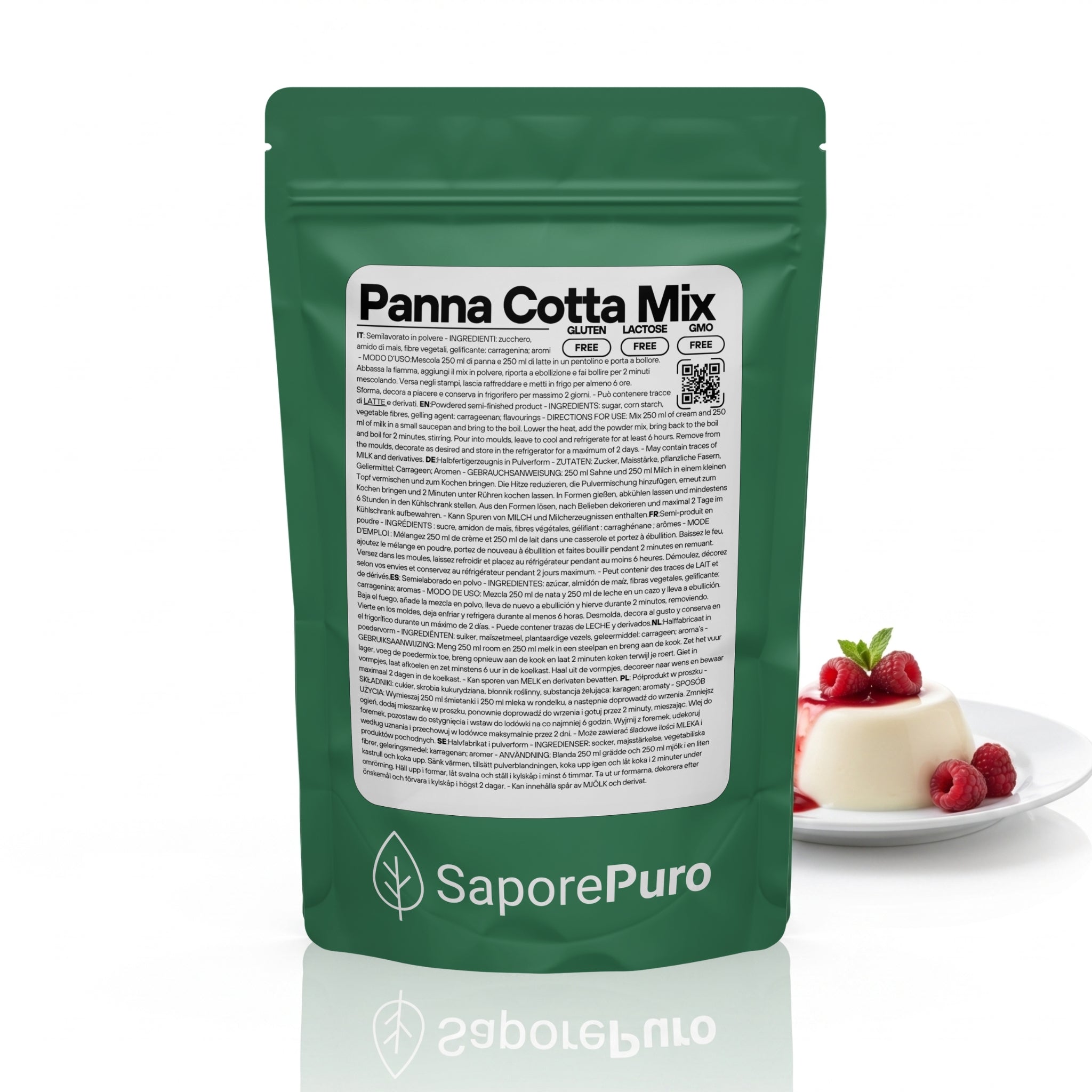 Preparato in polvere SaporePuro per panna cotta, mix semilavorato per dolci cremosi e golosi.